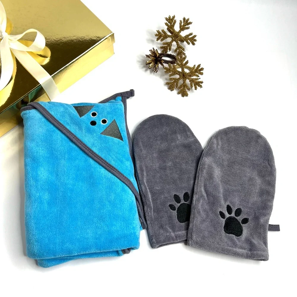 Penny & Niko Pet Towel and Mitt Gift Set - New -